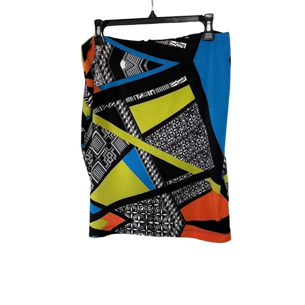 Kelly & Diane Skirt Womens Size 12 Multi Colorblock Abstract Bold Statement